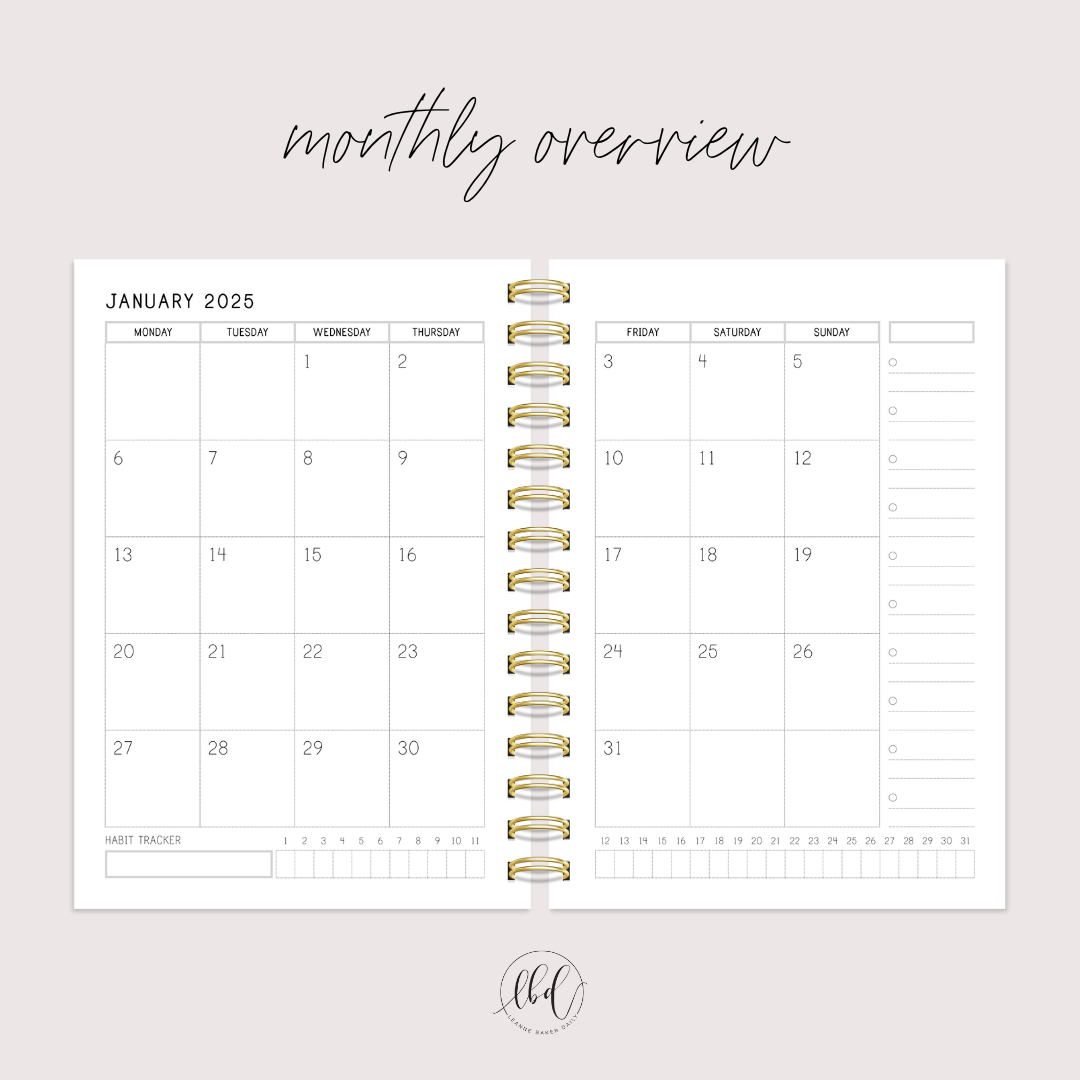 NAVY 2025 WEEKLY LAYOUT SIGNATURE PLANNER